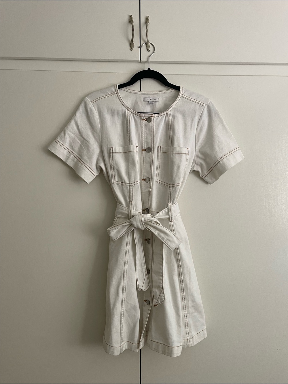 Free Assembly White Jean Short Sleeve Dress